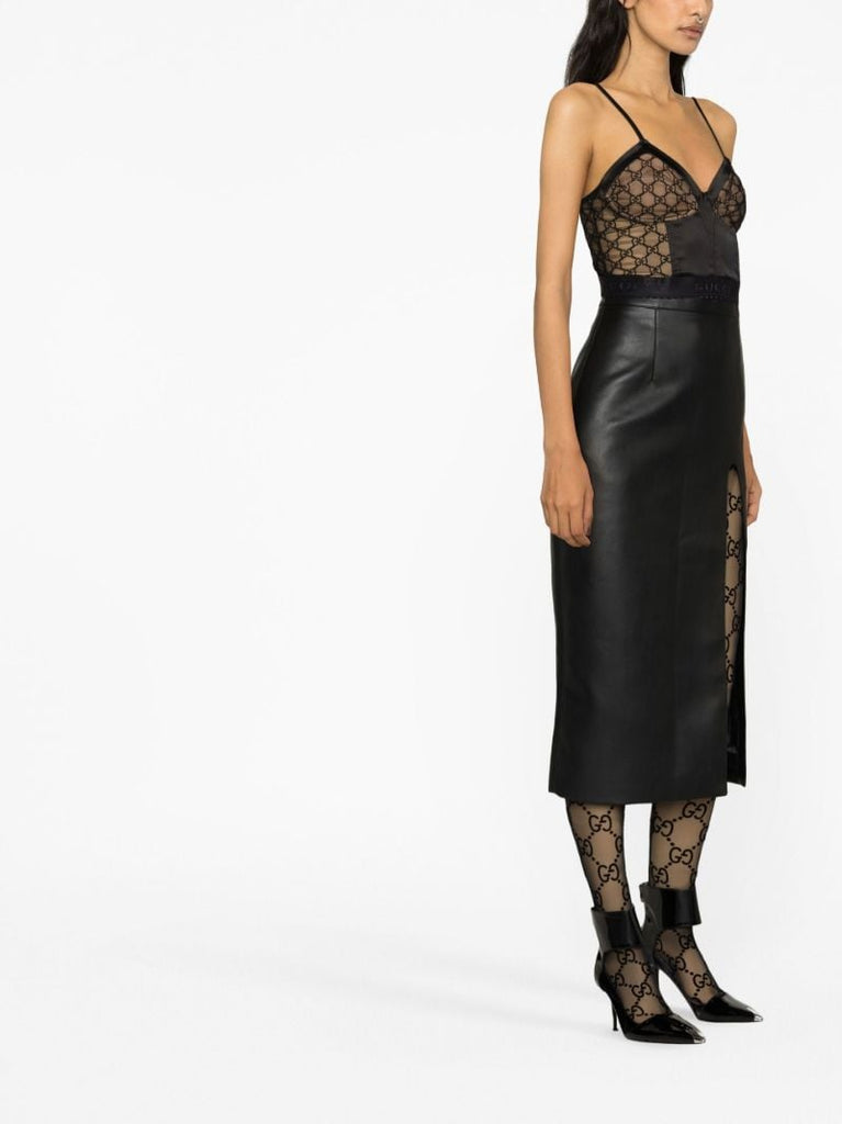 Black Gg Tulle Corset Top