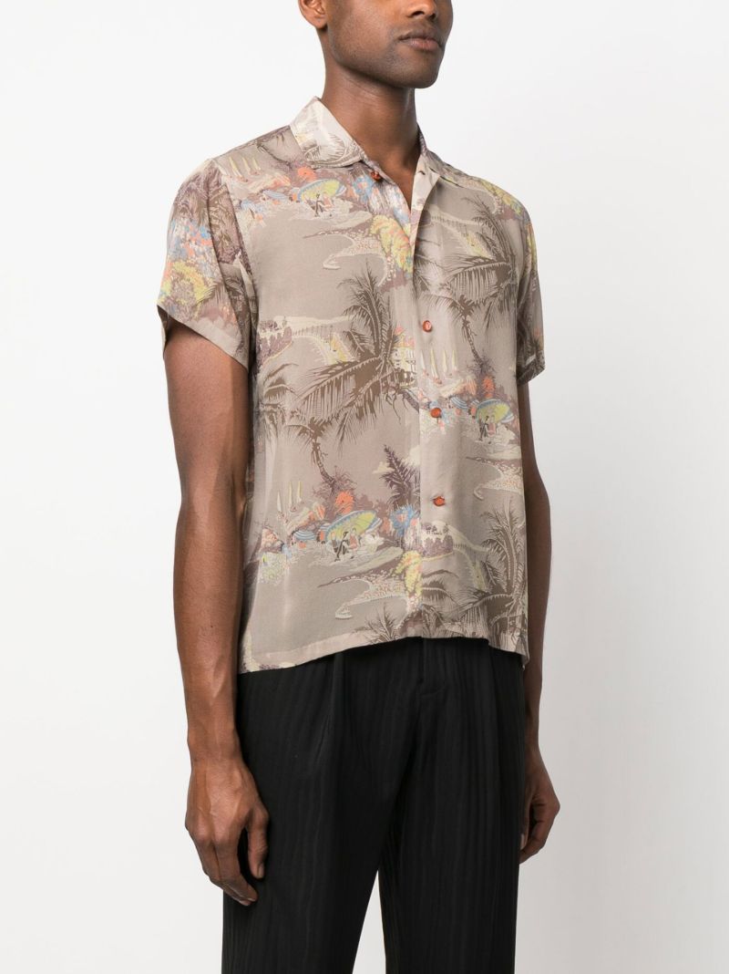 Grey Riviera Print Silk Shirt