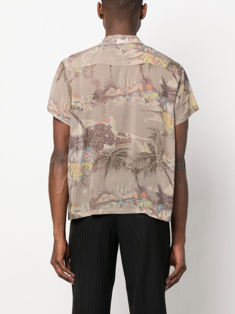 Grey Riviera Print Silk Shirt