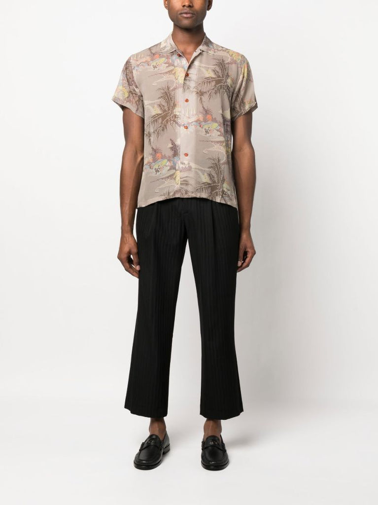 Grey Riviera Print Silk Shirt