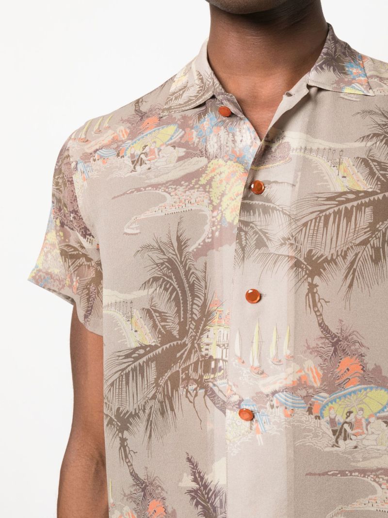 Grey Riviera Print Silk Shirt