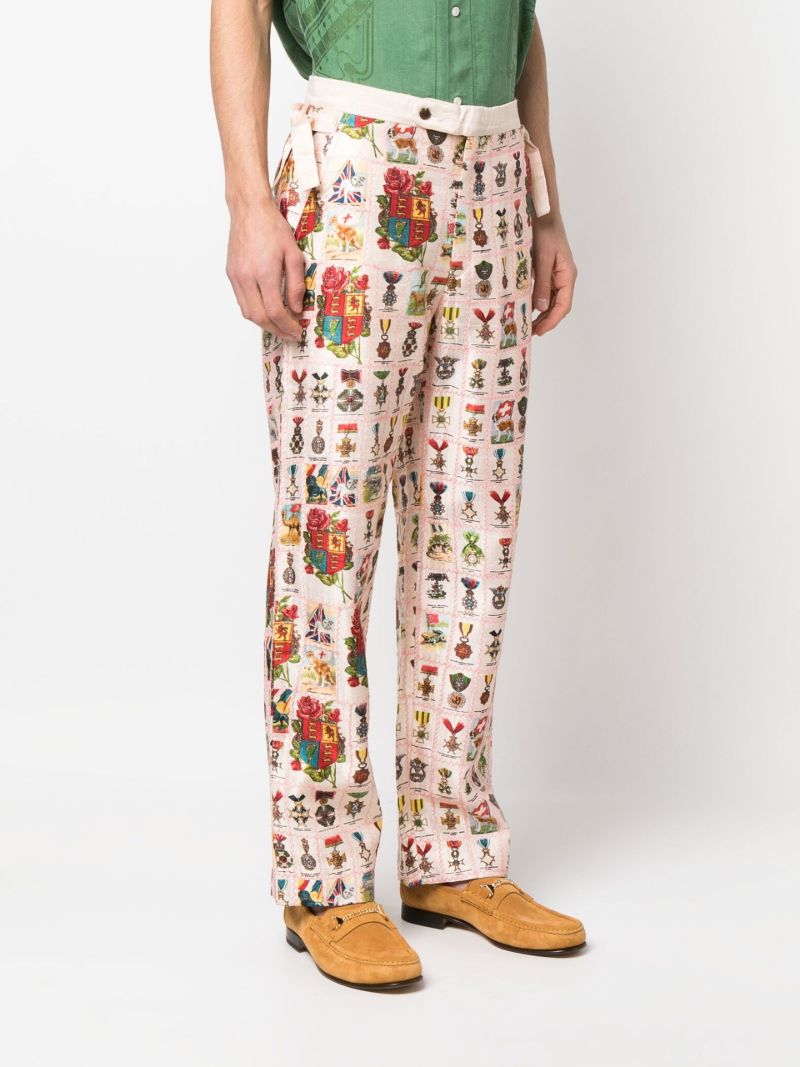 Pink Tobacco Signet Printed Quilted Trousers