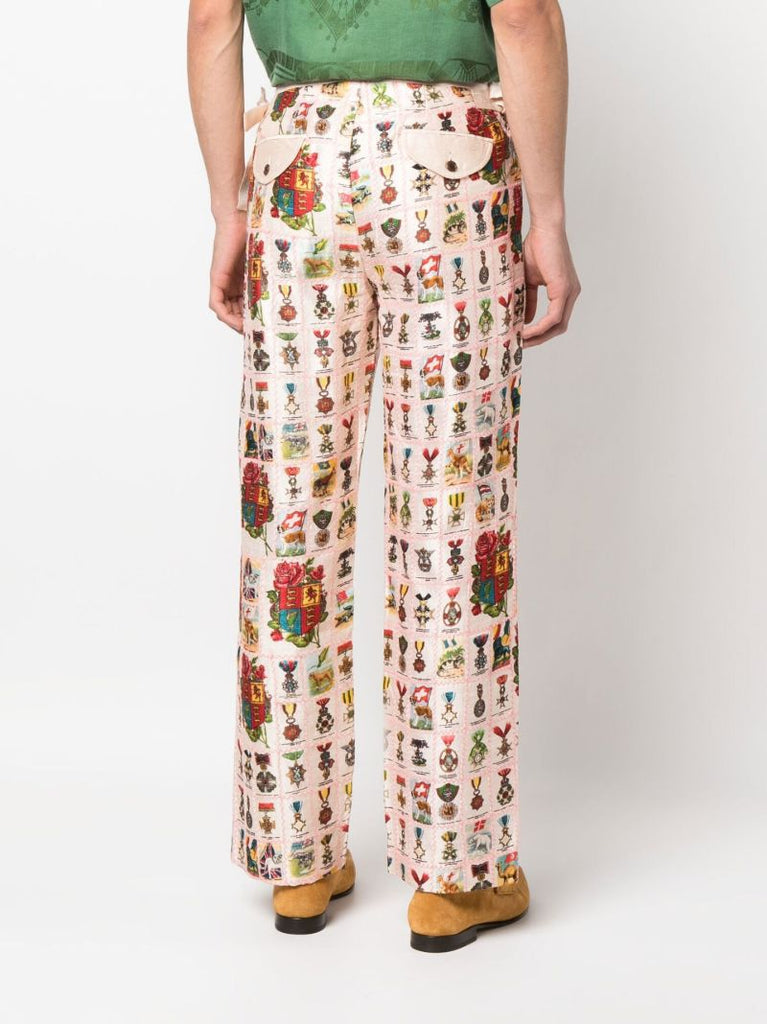 Pink Tobacco Signet Printed Quilted Trousers