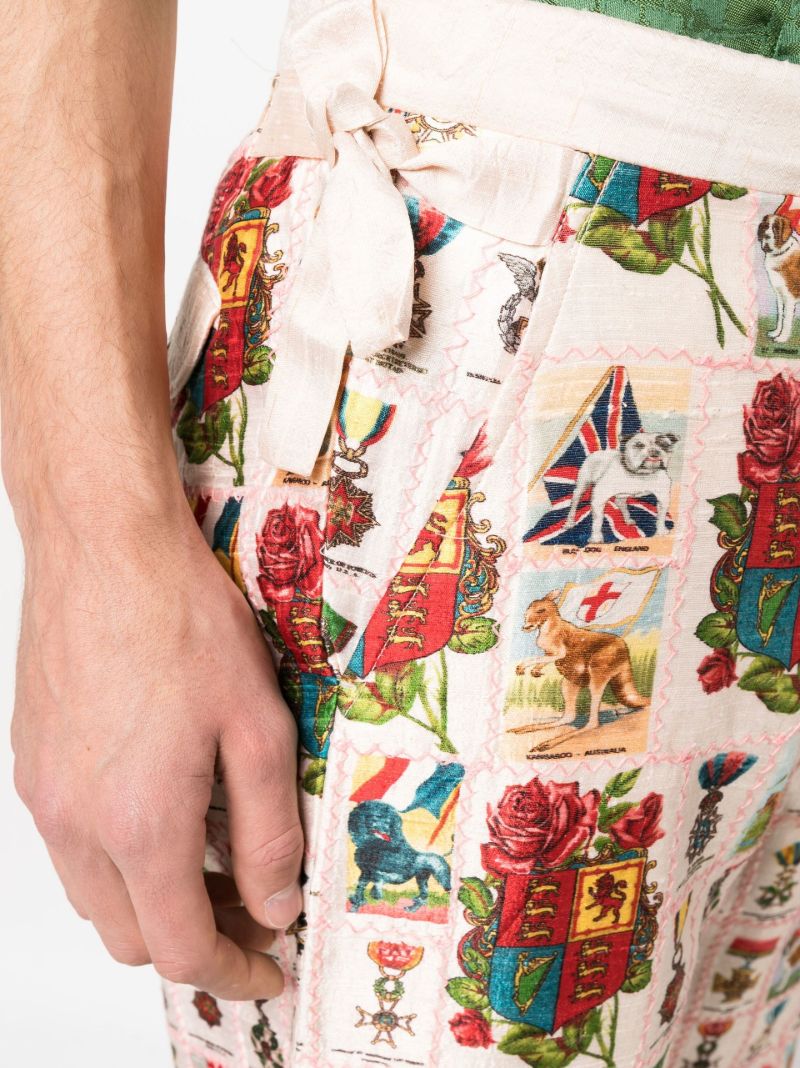 Pink Tobacco Signet Printed Quilted Trousers