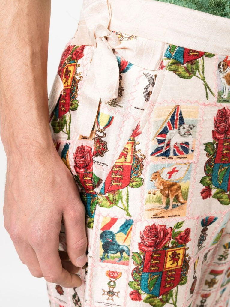Pink Tobacco Signet Printed Quilted Trousers