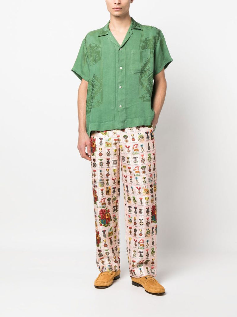Pink Tobacco Signet Printed Quilted Trousers