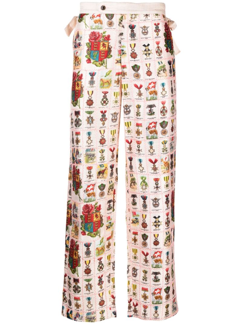 Pink Tobacco Signet Printed Quilted Trousers
