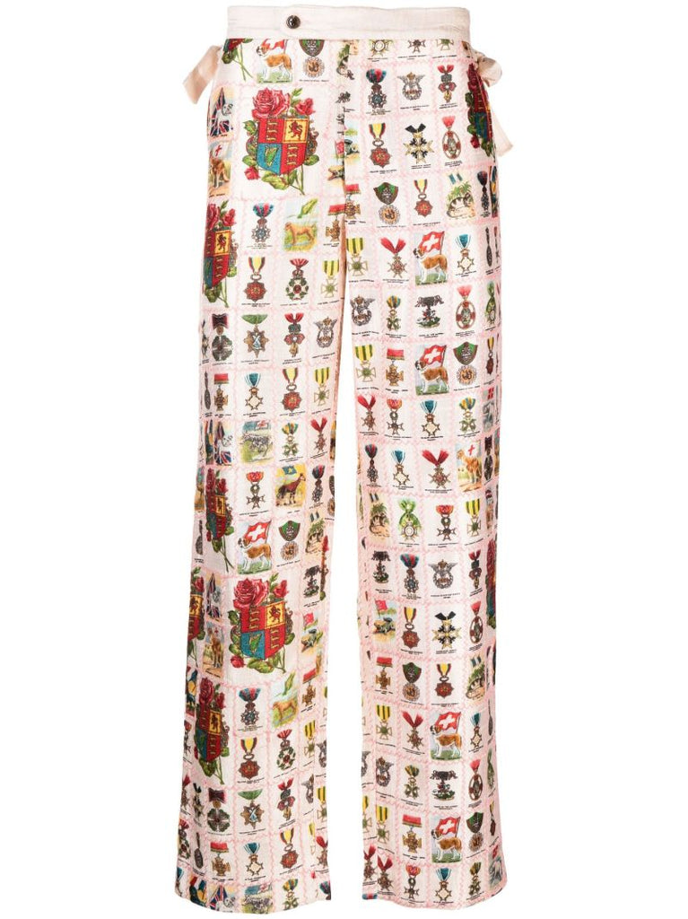Pink Tobacco Signet Printed Quilted Trousers