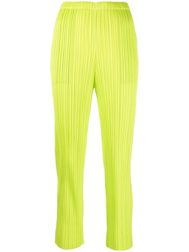 Green Pleated Slim-leg Trousers