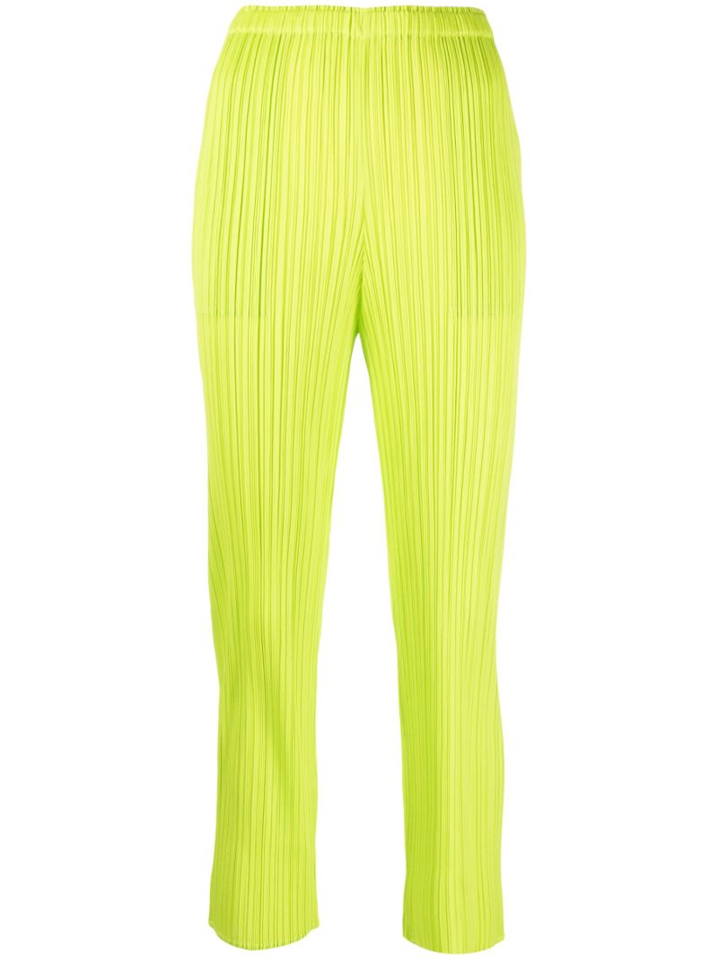 Green Pleated Slim-leg Trousers