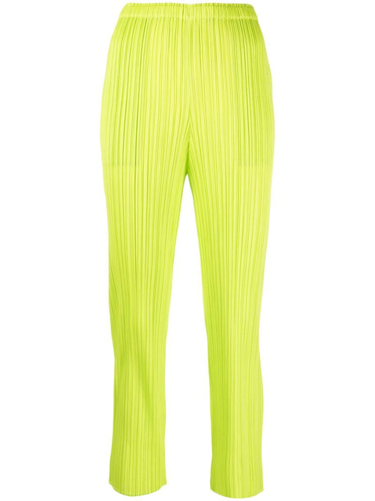 Green Pleated Slim-leg Trousers