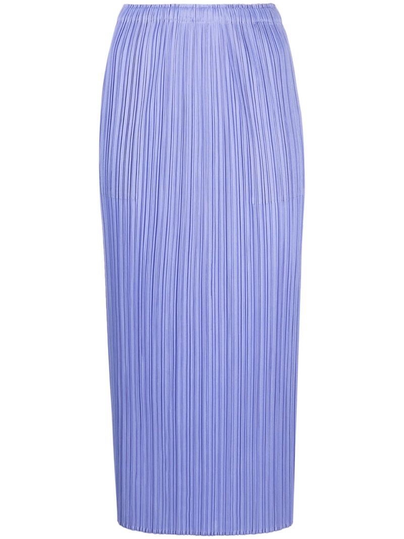 Blue PlissÃ© Midi Skirt