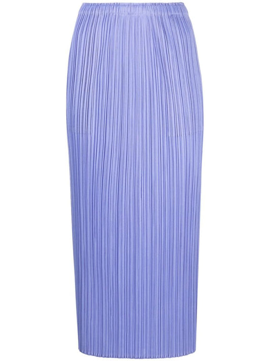 Blue PlissÃ© Midi Skirt