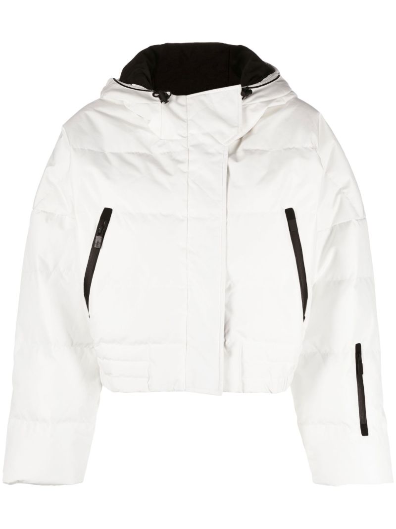 White Cropped Puffer Ski Jacket