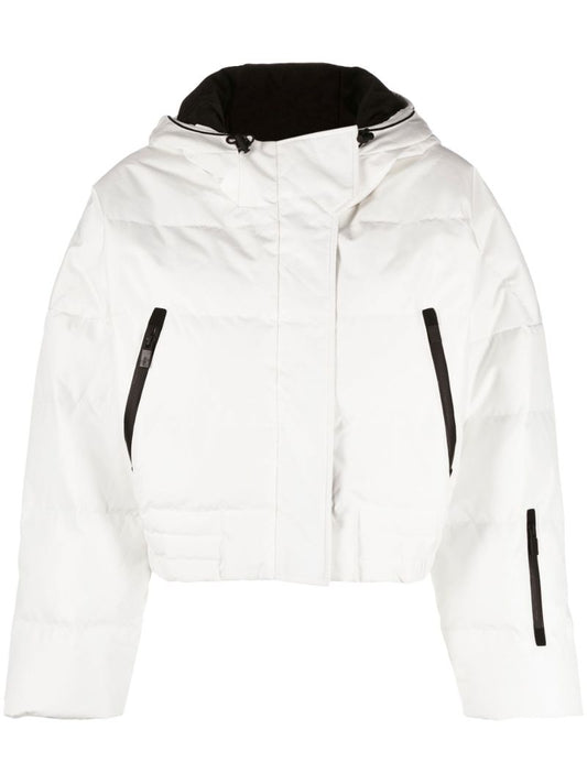 White Cropped Puffer Ski Jacket