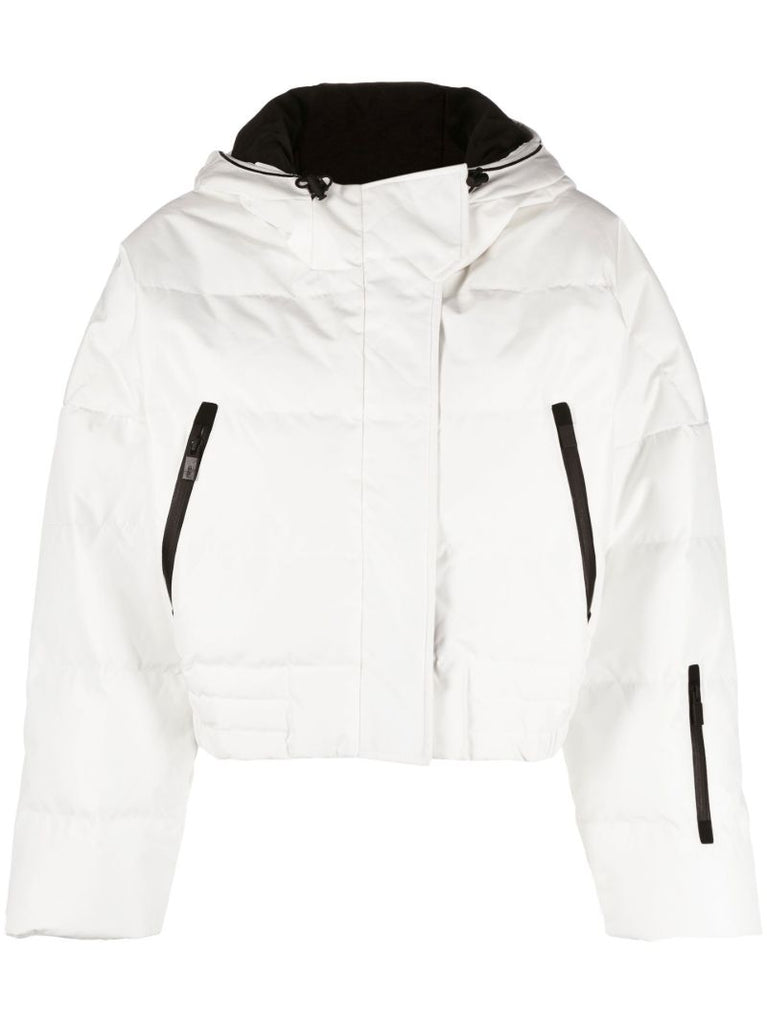 White Cropped Puffer Ski Jacket