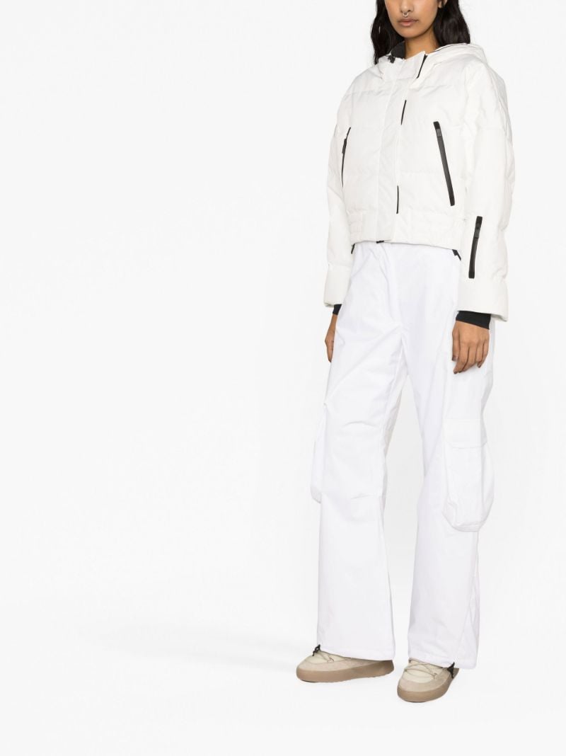 White Cropped Puffer Ski Jacket