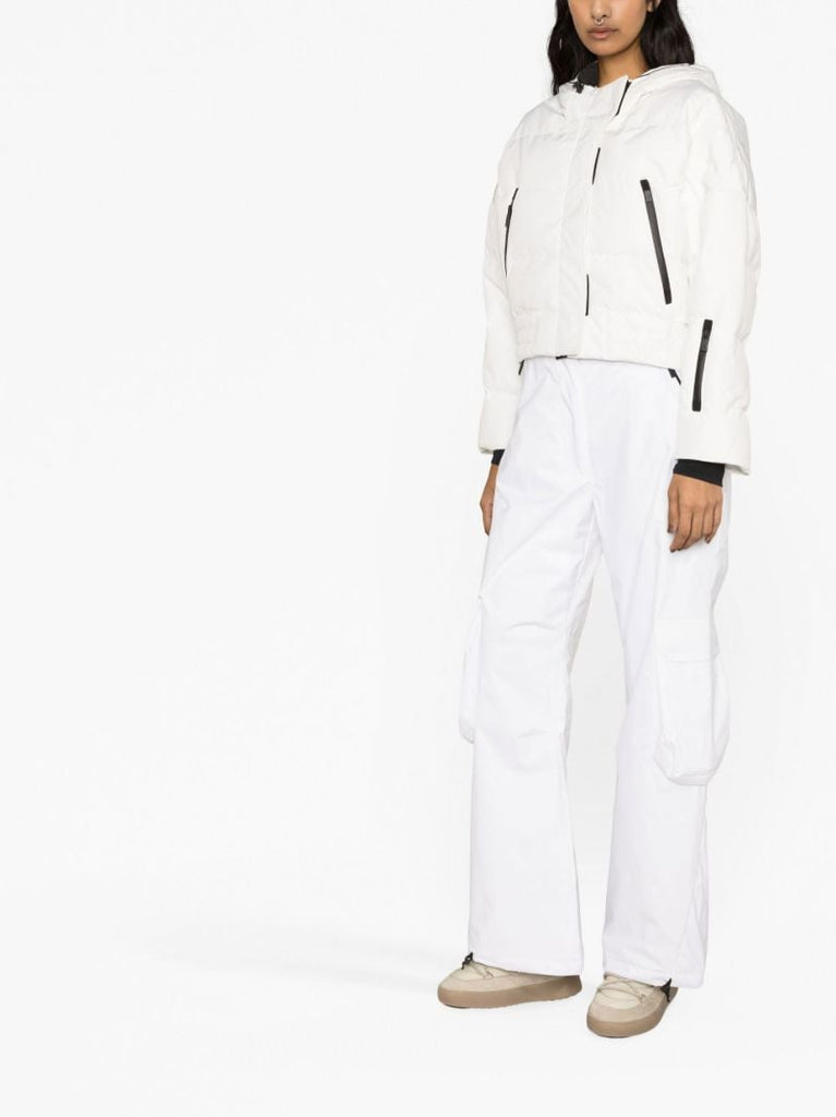 White Cropped Puffer Ski Jacket