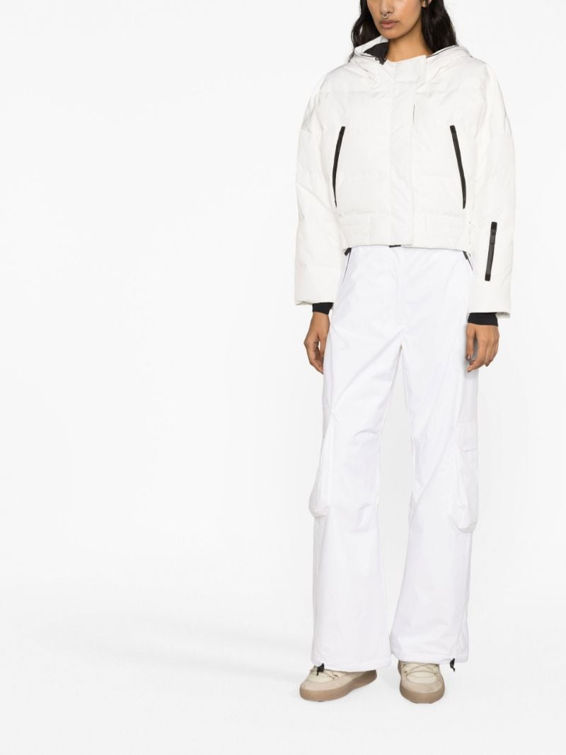 White Cropped Puffer Ski Jacket