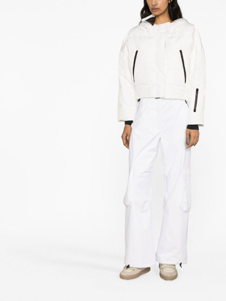 White Cropped Puffer Ski Jacket