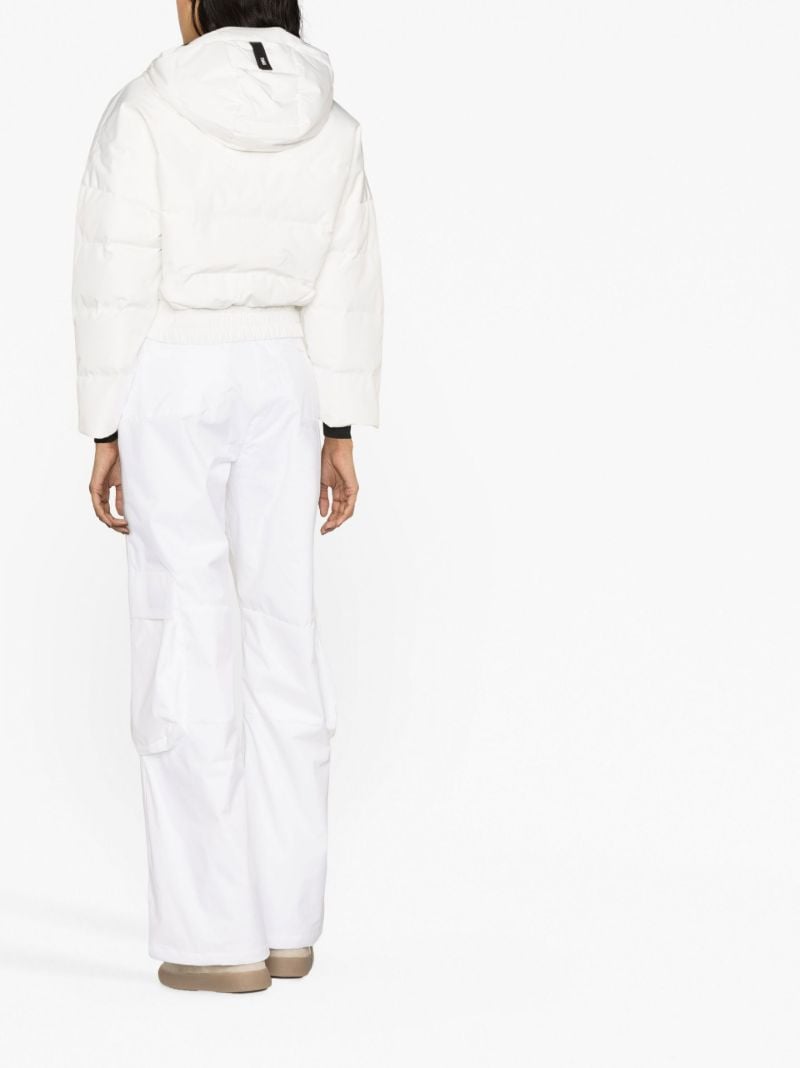 White Cropped Puffer Ski Jacket