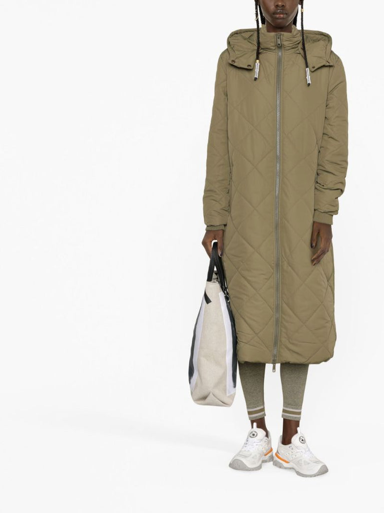 Green Tania Hooded Quilted Coat