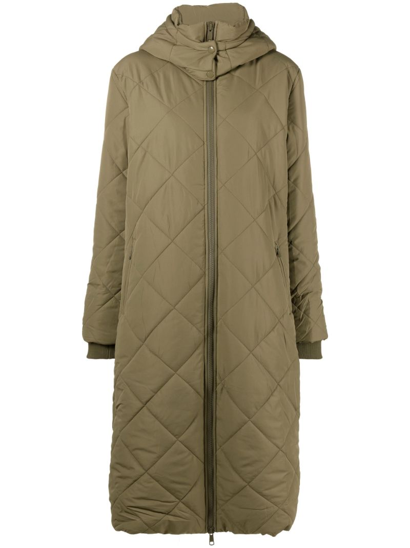 Green Tania Hooded Quilted Coat