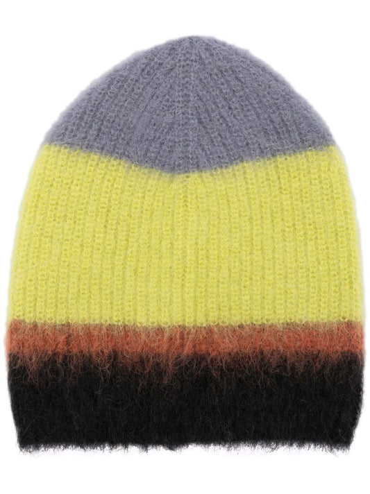 Yellow Arosa Striped Ski Beanie Hat