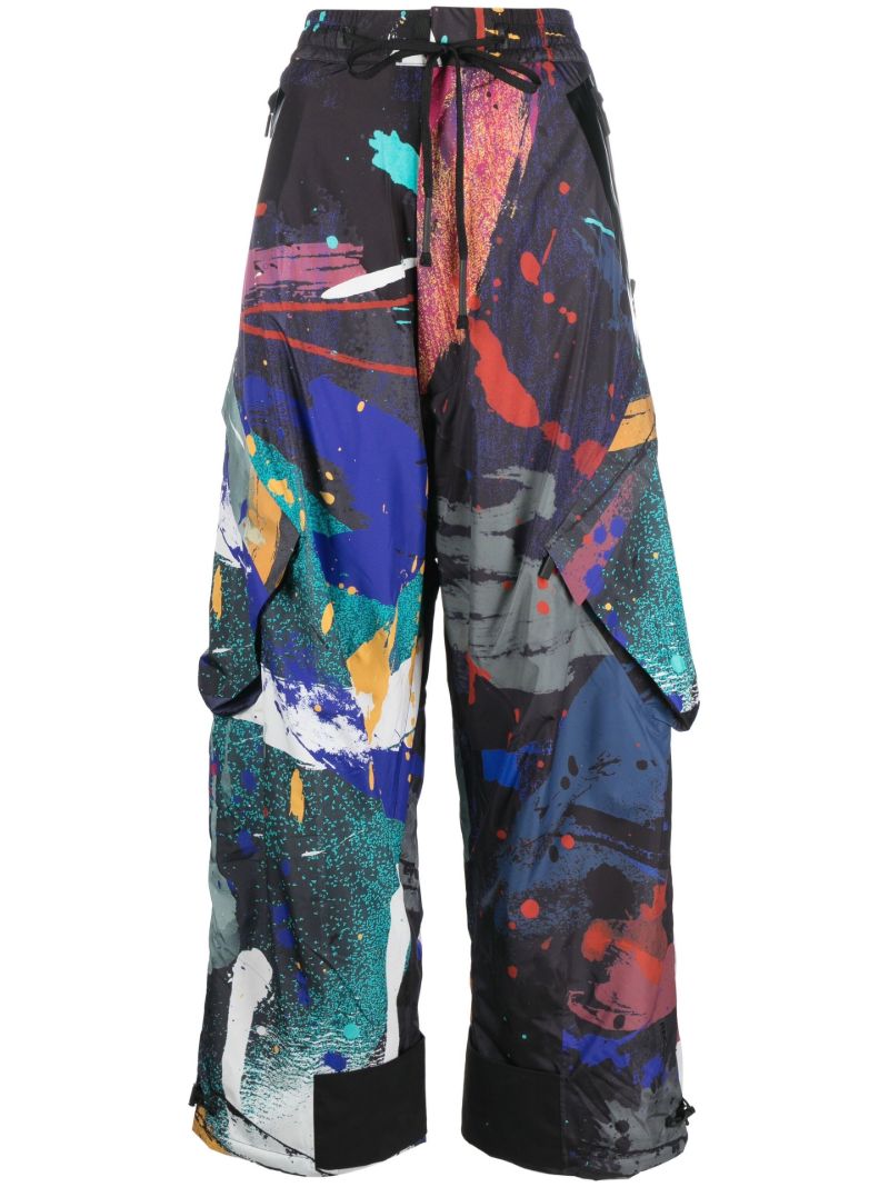Black Paint Splatter Print Ski Trousers