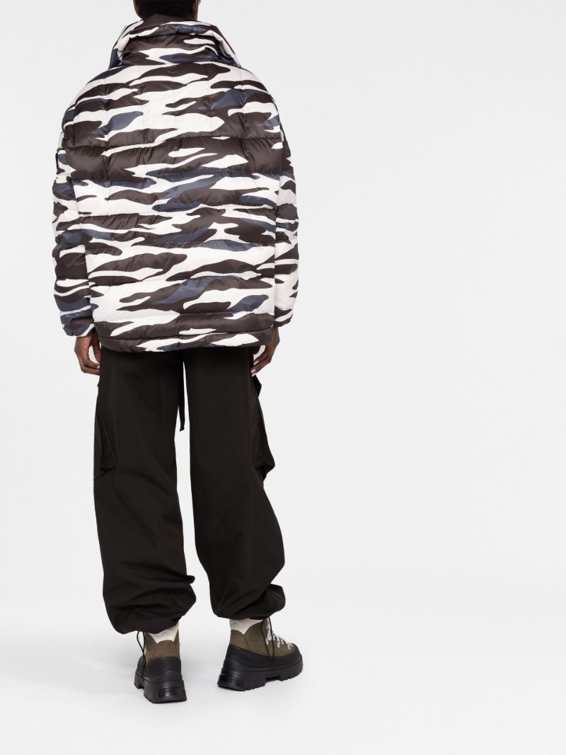 Black Zebra Print Half-zip Down Jacket
