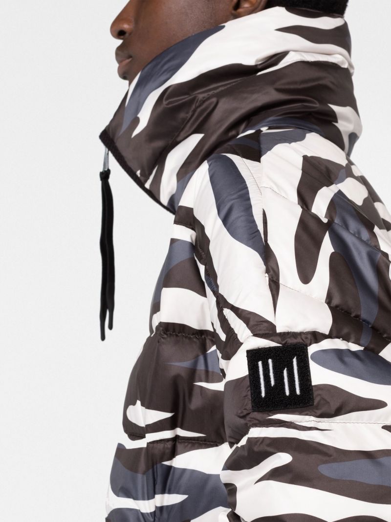 Black Zebra Print Half-zip Down Jacket