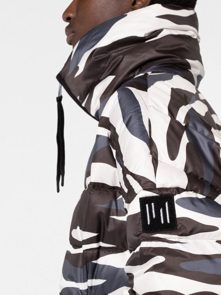 Black Zebra Print Half-zip Down Jacket
