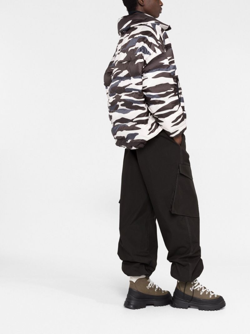 Black Zebra Print Half-zip Down Jacket