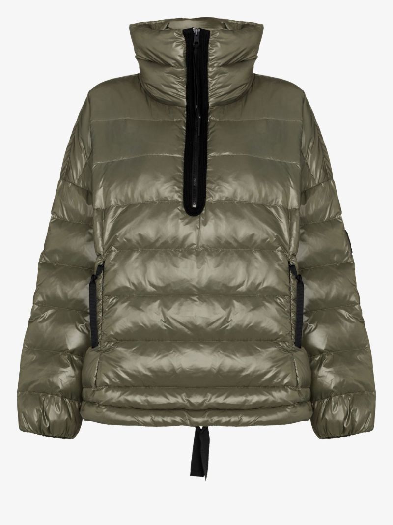 Green Half-zip Puffer Ski Jacket