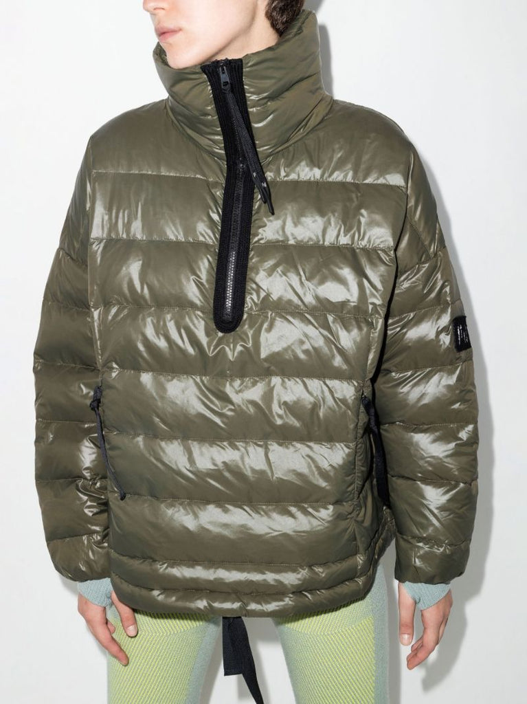 Green Half-zip Puffer Ski Jacket