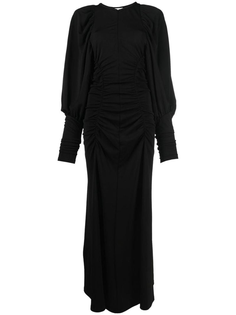 Black Cheyla Gathered Maxi Dress