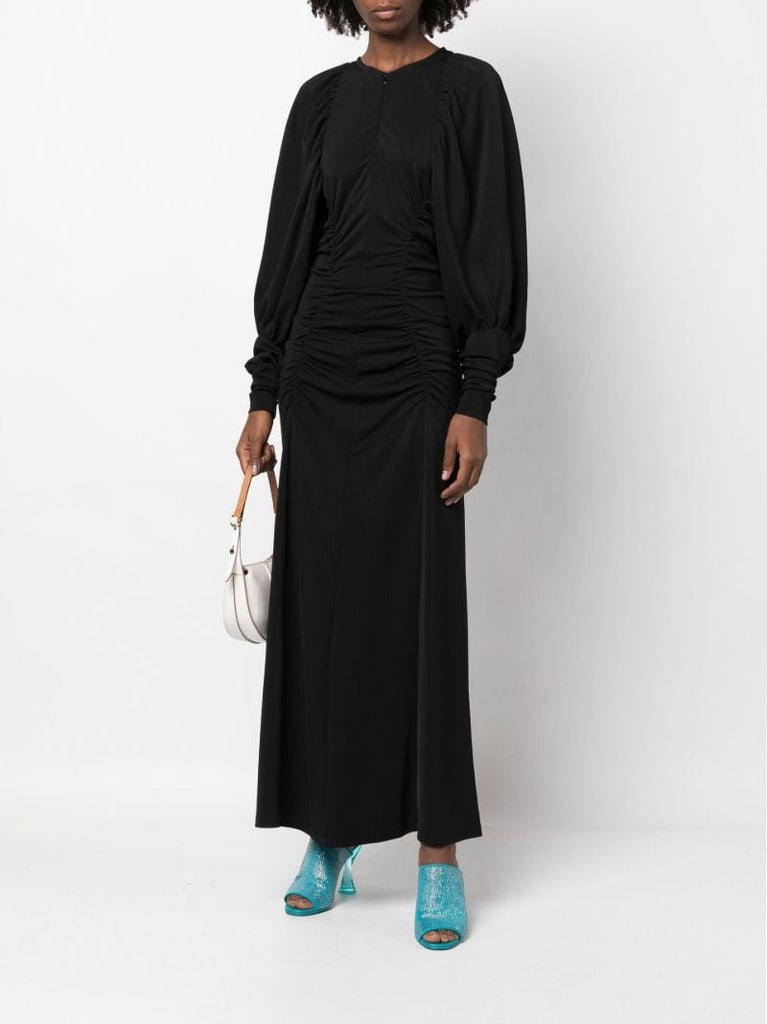 Black Cheyla Gathered Maxi Dress