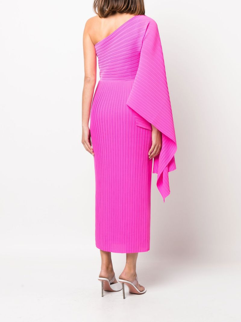 Pink Ribbed Off-the-shoulder Midi Dress