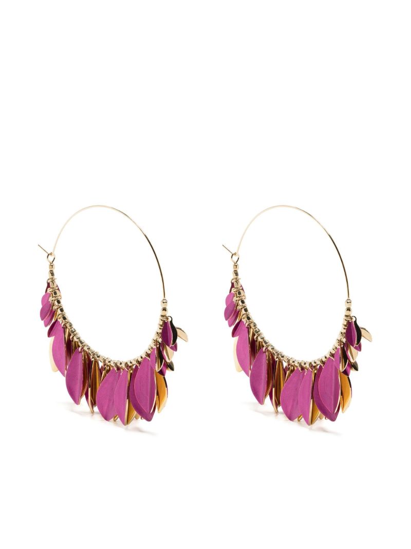 Gold-tone Leaf Hoop Earrings
