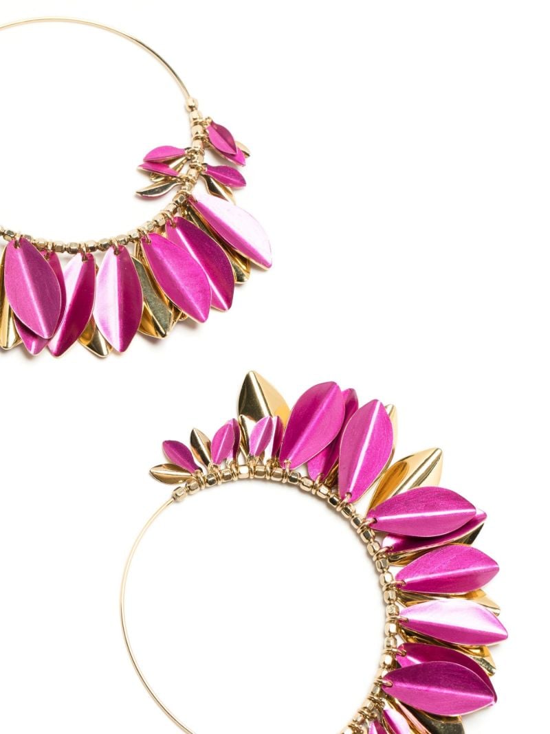 Gold-tone Leaf Hoop Earrings