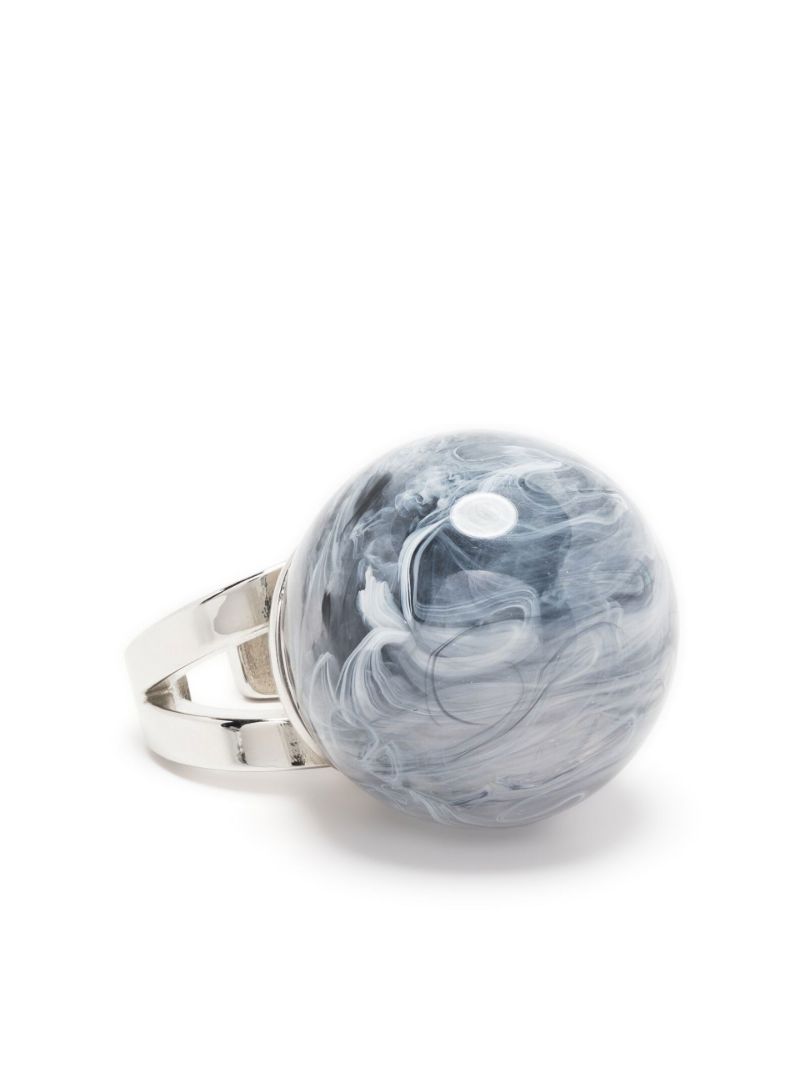 X La Manso Silver-tone Crystal Ball Ring
