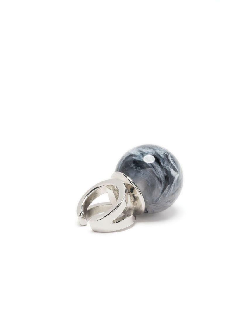 X La Manso Silver-tone Crystal Ball Ring