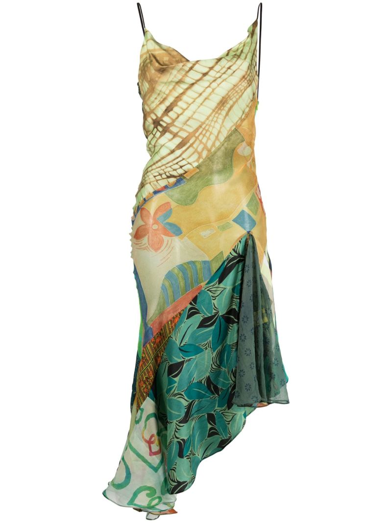 Green Sexy Fish Asymmetric Midi Dress