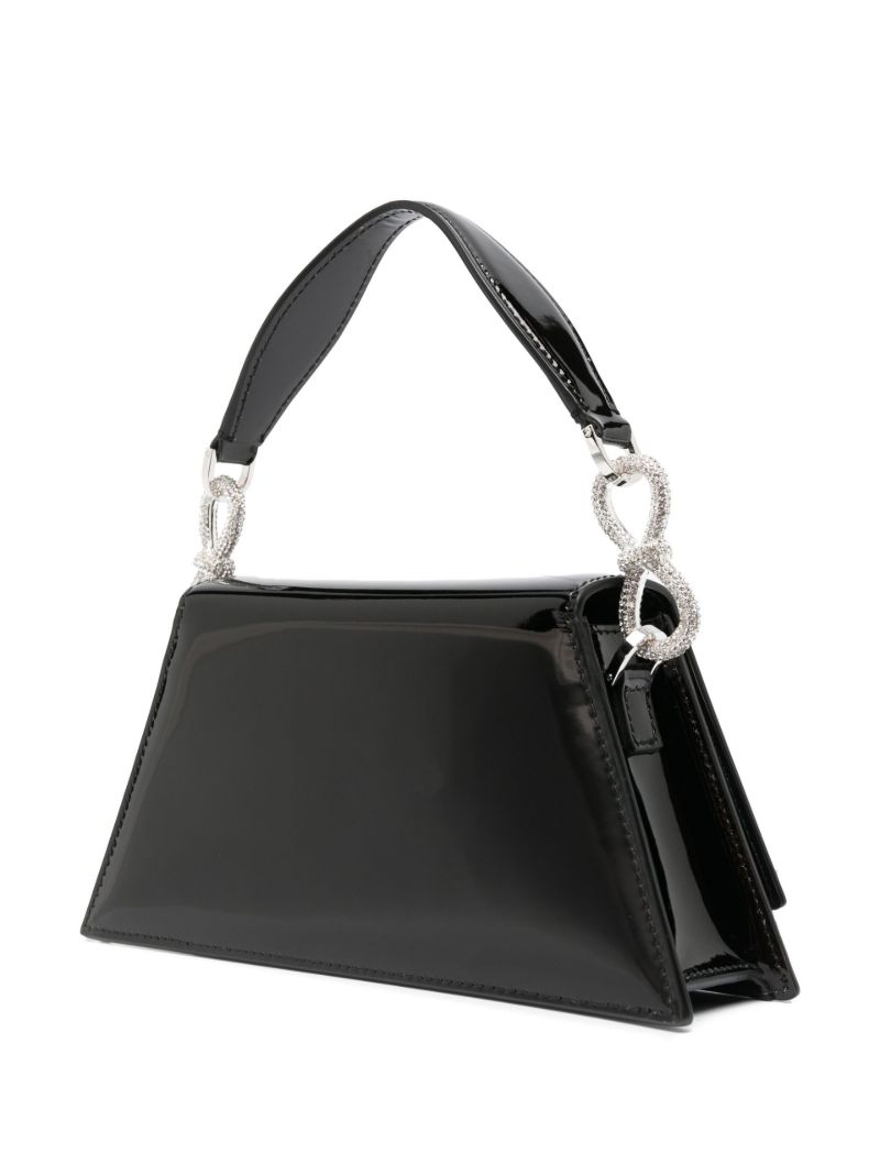 Black Samantha Crystal Bow Leather Shoulder Bag