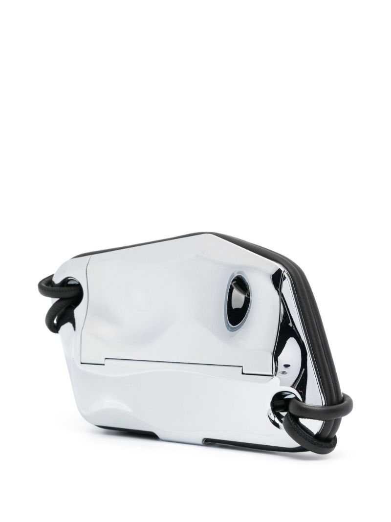 Silver-tone Logo-engraved Chrome Crossbody Bag