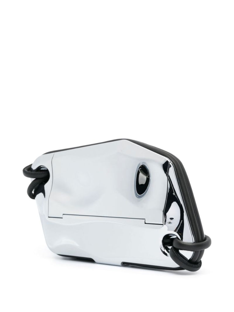 Silver-tone Logo-engraved Chrome Crossbody Bag