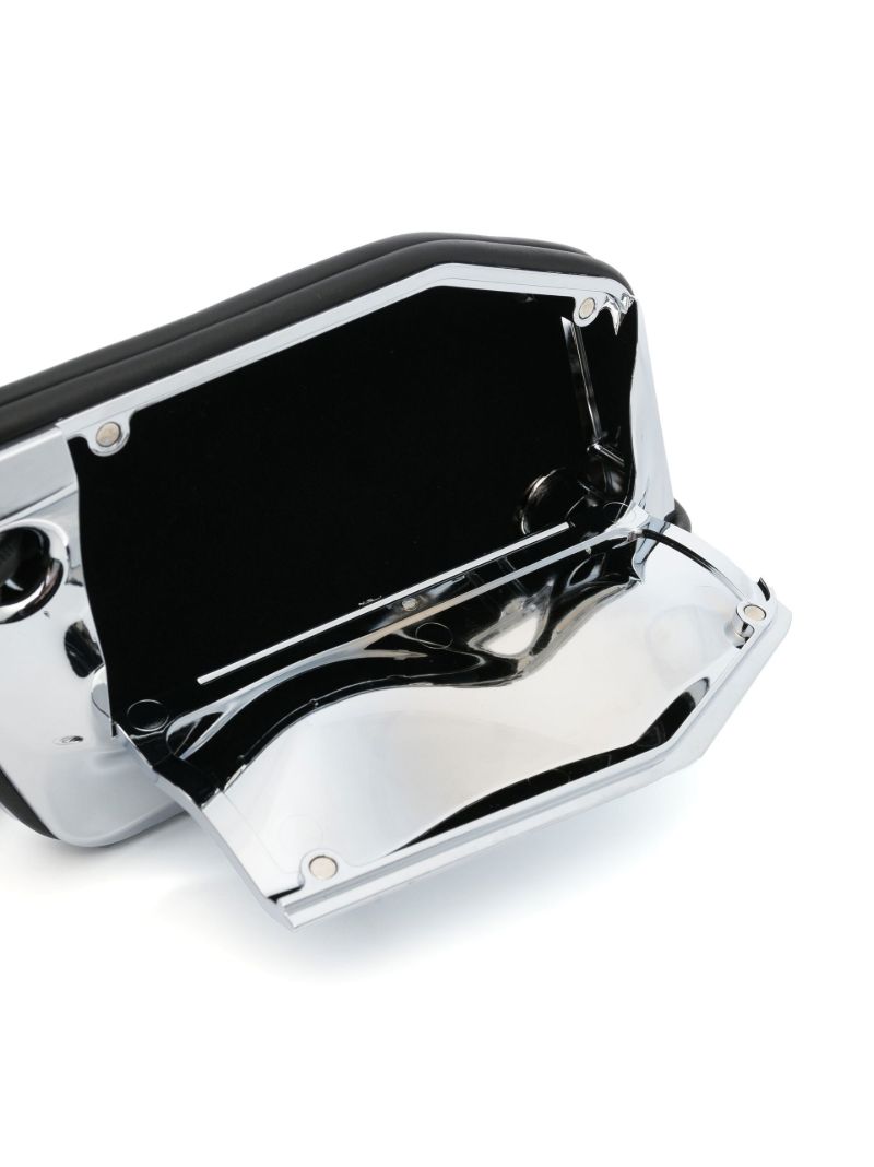 Silver-tone Logo-engraved Chrome Crossbody Bag
