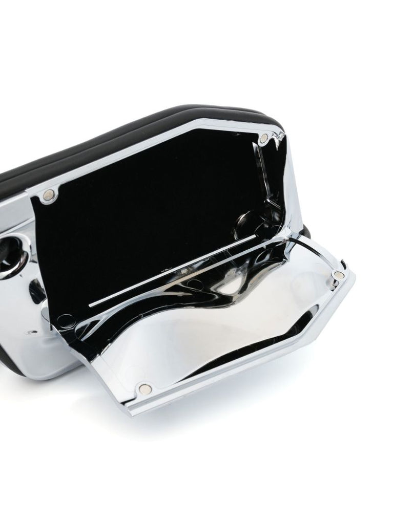 Silver-tone Logo-engraved Chrome Crossbody Bag