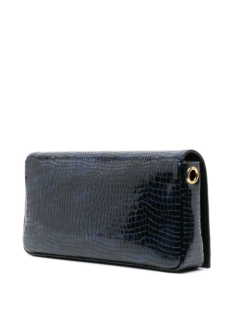 Blue Kate Mock Croc Leather Shoulder Bag
