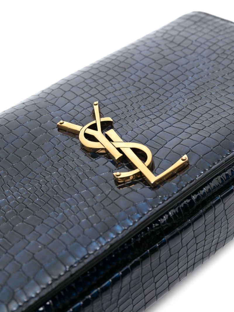 Blue Kate Mock Croc Leather Shoulder Bag